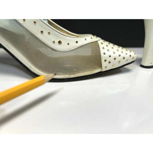 J Renee Joy Pumps Womens Sz 10 N Narrow Fabric Beads Uppers Sequins Off White - Picture 16 of 16
